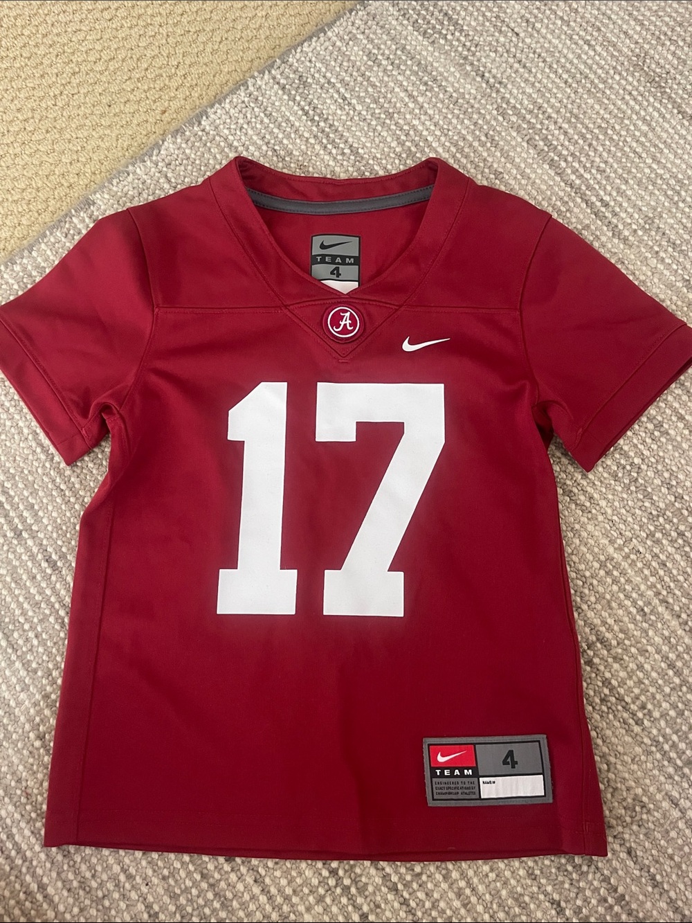 Nike Youth Crimson Football Jersey with White 17